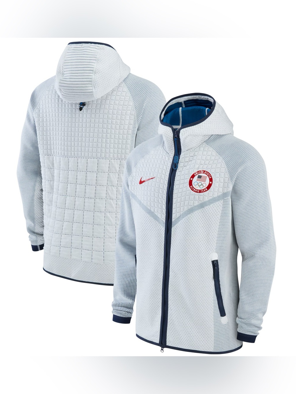 Vintage Nike White & Navy Team USA Hooded Full-Zip Jacket 2022 Olympics